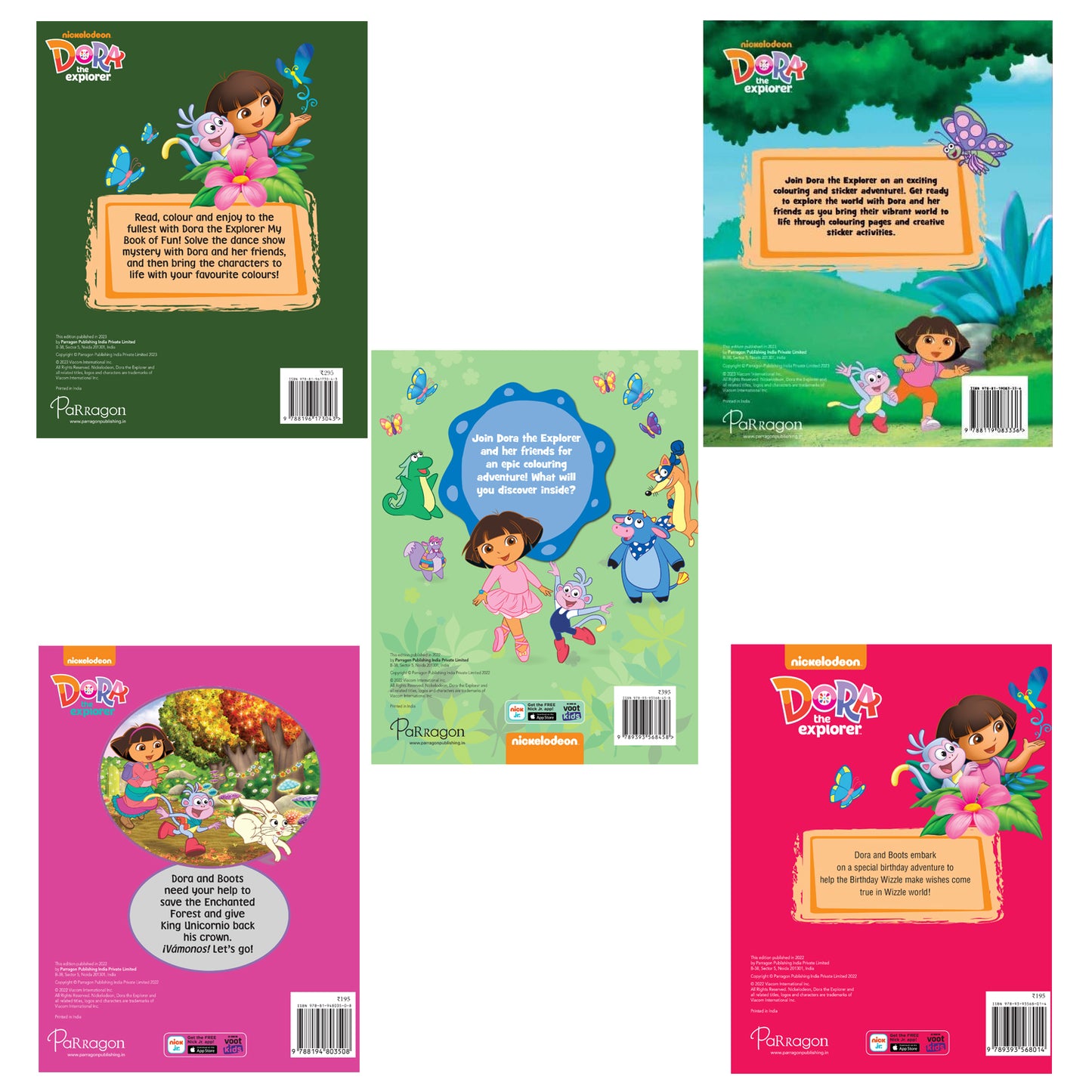 Dora the Explorer Fun Pack of Activity| Story book| Colouring| Sticker play book Set of 5 [Paperback] Parragon