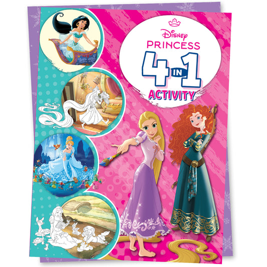 Disney Princess: 4-in-1 Activity Book Puzzles, Coloring, Games, and More for Kids Ages 4 to 6