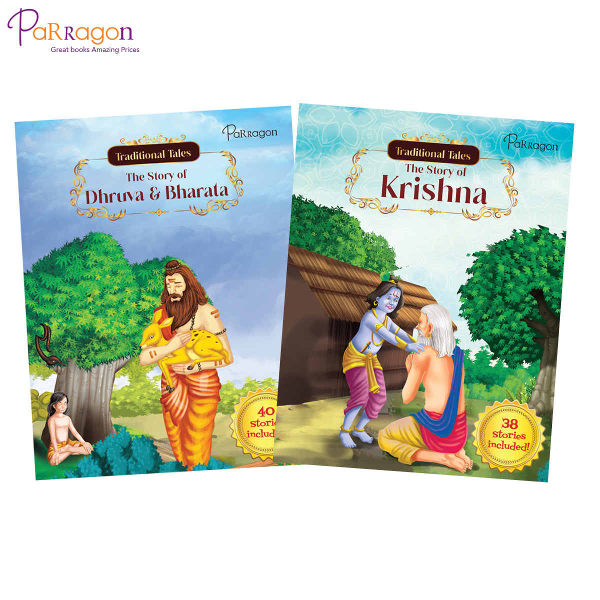 Traditional Tales Mythology - The Story of Krishna & The Story of Dhruva & Bharata (Set of 2 books) [Hardcover] Parragon