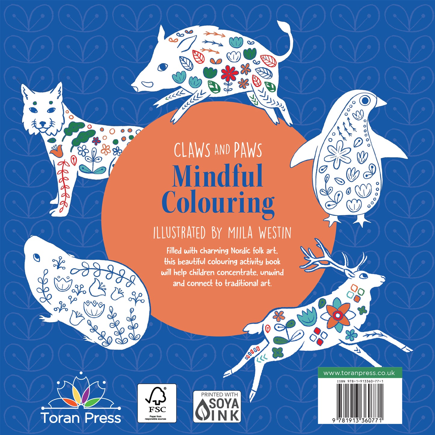 Claws and Paws Mindful Colouring | Colour me calm | Colouring book | Intricate colouring book | Nordic folk art | Peaceful colouring Emilia Erfving