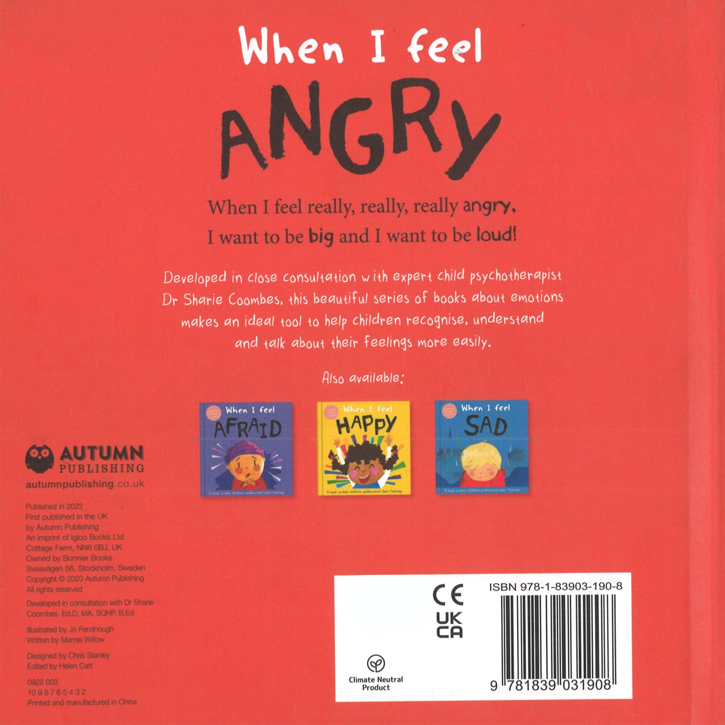 When I Feel Angry (A Children's Book about Emotions) [Hardcover] Coombes, Dr Sharie